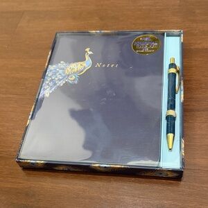 Punch Studio Elegant Peacock Notes Set - Blue and Gold